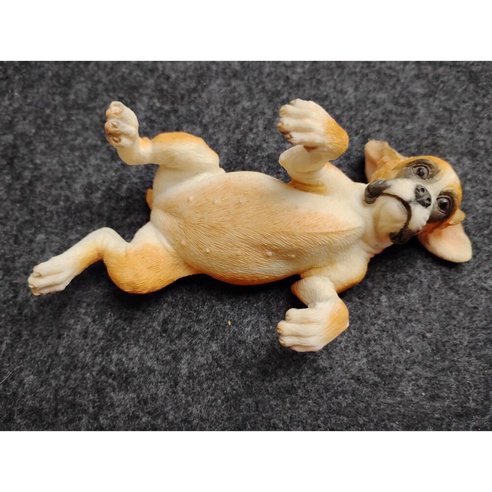 Vintage Boxer Puppy on Back Figurine Puppies by Country Artists Figure 5" Long